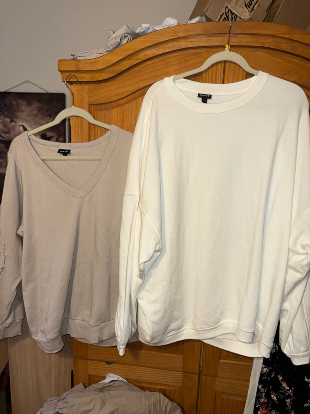 torrid Cream Scoop Neck Sweater & White Crewneck Sweatshirt  Duo Sz 1